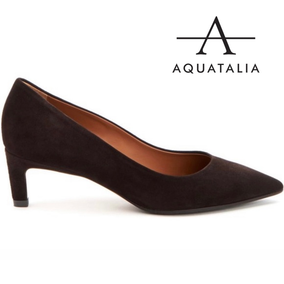 Aquatalia Marianna Suede Pointed Toe Pump Espresso - Picture 3 of 16